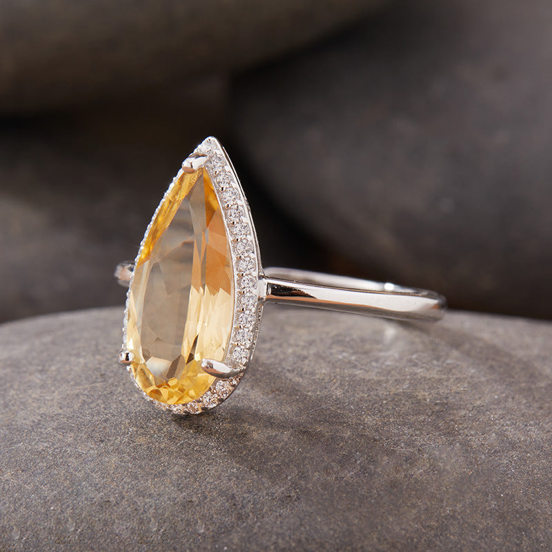 Women’s Natural Topaz &amp; Citrine Necklace Set – 925 Silver Crystal Inlay Jewelry with Drop Pendant