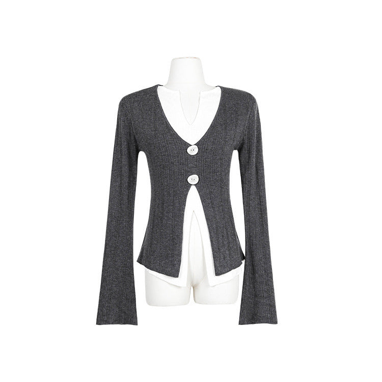 Waist-tight Slimming Two-piece Knitted Shirt