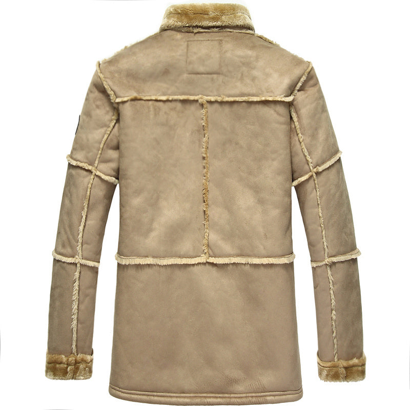 Men’s Mid-Length Leather Jacket – Rugged Elegance in Camel, Chocolate &amp; Bronze