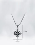 S925 Silver Cross Flower Pendant Necklace Men