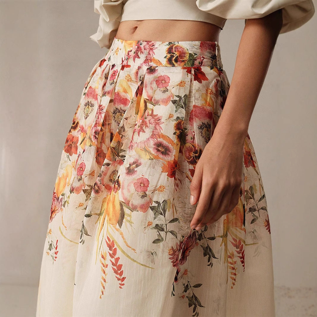 Women’s Gorgeous Elegant Bamboo Digital Printed Skirt – A-Line Mid-Length Style