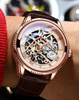 Automatic Mechanical Leather Hollow Men's Watch  Waterproof