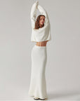 Women’s Knitted V-Neck Sweater & Long Skirt Set – Simple Elegant Two-Piece Outfit