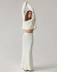 Women’s Knitted V-Neck Sweater & Long Skirt Set – Simple Elegant Two-Piece Outfit