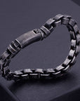 ⚫ Men’s Titanium Steel Bracelet – Retro Punk Style with Geometric Chain Design
