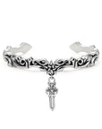 Men High-Quality Thai Silver Plated Bracelet – Retro Gothic Cross & Star Heavy Chain Bracelet with Vine Engraving Design