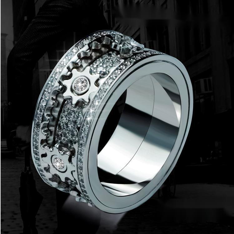 Gypsophila diamond gear rotating men and women ring