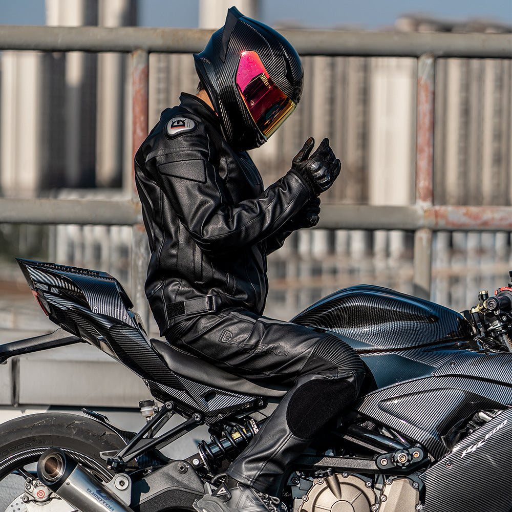 Wind-proof Motorcycle Leather Pants Suit For Men