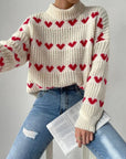 Loose Heart Jacquard Pullover