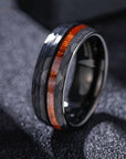 Wood Tungsten Carbide Steel Ring Men's Ring