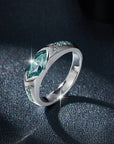 High quality Blue Green Mosonite Ring Unisex