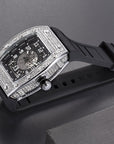 Full Diamond Tonneau Silicone Band Quartz Men's Watch