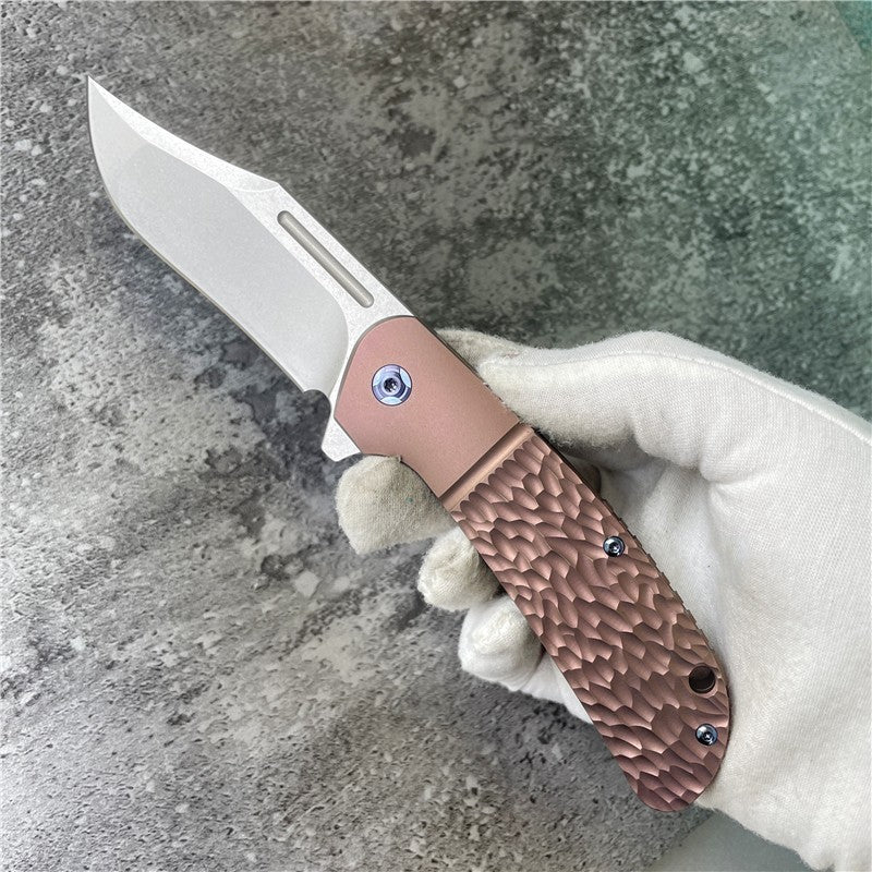 Alloy High Hardness Powder Steel Folding Knife Titanium (USA ONLY)