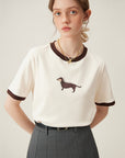 Women’s Retro Contrast Color T-Shirt – Korean Style Short Sleeve