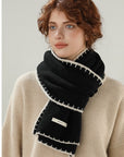 Women’s Wool Scarf Set – Soft Warm Color Block Winter Scarf with Gift Box, Long Windproof Wrap for Outdoor & Everyday Wear