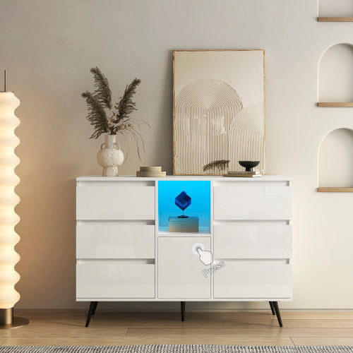 Storage Cabinet With White High Gloss LED Light ( 3 TO 5 DAYS SHIPPING)