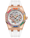 Men's Silicone Band Rainbow Diamond Automatic Mechanical Watch