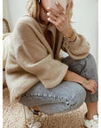 Long Sleeve Knitted Cardigan Sweater Lantern Sleeve