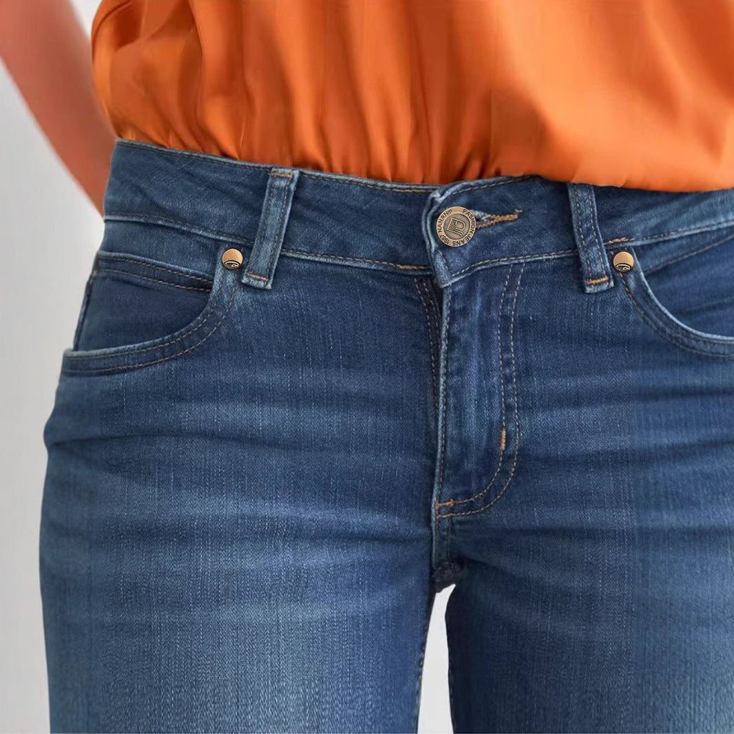 Women’s American-Design Slimming Skinny Jeans – High-Elastic Navy Blue Casual Denim Pants