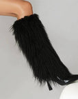Women’s Tassel Stiletto Long Boots – Pointed-Toe Minimalist High-Heel Suede Fashion Boots