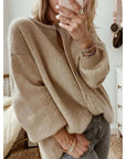 Long Sleeve Knitted Cardigan Sweater Lantern Sleeve