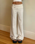 Women’s Loose Straight Pants – Metal Buckle Hip-Hugger