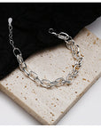 Sterling Silver Hollow Thick Chain Street Style Bracelet