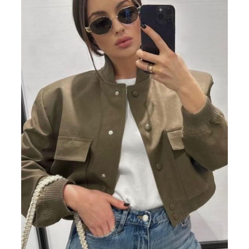 Fashion Jacket Stand Collar Coat For Women