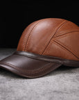 Men's first layer leather baseball cap