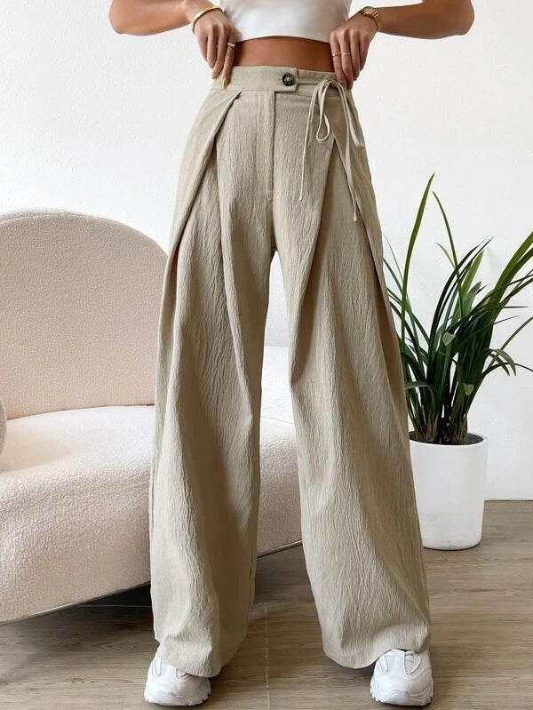 High-waist Lace-up Leg Pants