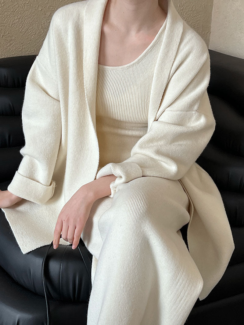 Cardigan Vest Three-piece Set WOMEN  ( Coat 1 pants 1 vest 1)