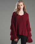 Loose Sweater Women Tassel Pure Color