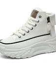 Women High-Top Platform Casual Sneakers – Thick-Soled Round Toe Breathable Fashion Shoes