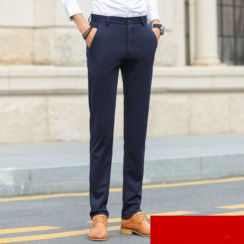 Men’s Stretch Suit Pants – Thick Business Slim Fit with Non-Iron Finish