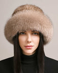 Mink Hair Hat Lady Braided Fur Winter  Women