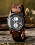 Wood Watch Men's Stainless Steel Back Cover