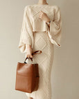 Women’s Knitted Bat-Sleeve Sweater & Skirt Set – Sweet Elegance with Effortless Comfort