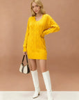 WOMEN Mid-length Sweater V-neck Knitted Twist Dress