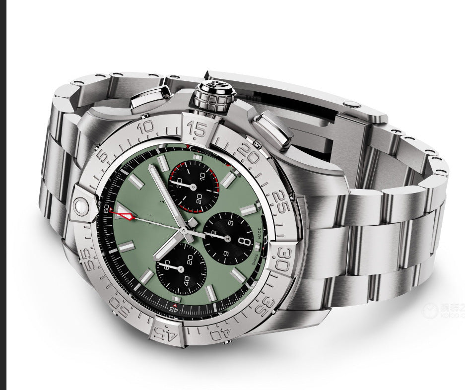 Men’s Chronograph Quartz Wristwatch – Sapphire Crystal, Stainless Steel Case