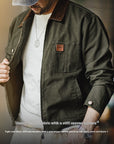 Madden Workwear Retro Heavy Canvas Detroit Jacket Tough Lapel Safari Short Coat men