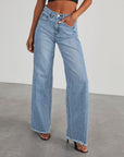 High Waist Jeans With Pockets Comfortable Slim Fit Straight Wide-leg