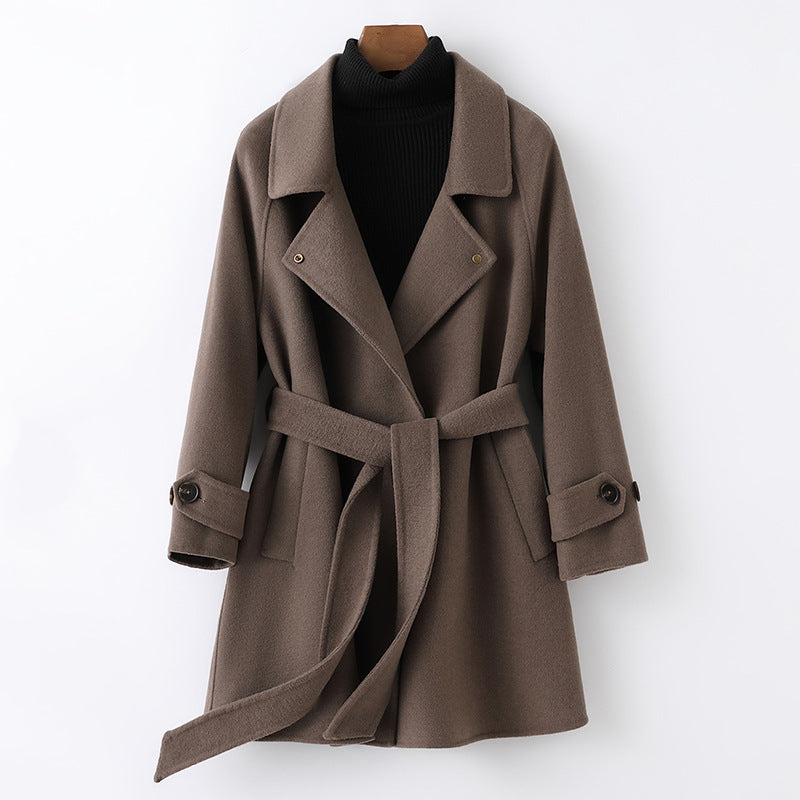 Women’s Reversible Cashmere Coat – Elegant Loose-Fit Wool Blend Outerwear
