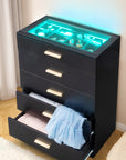 5-drawer Cabinet With Light Tempered Glass Cabinet And Bedside Table ( USA ONLT 3 TO 7 DAYS SHIPPING)