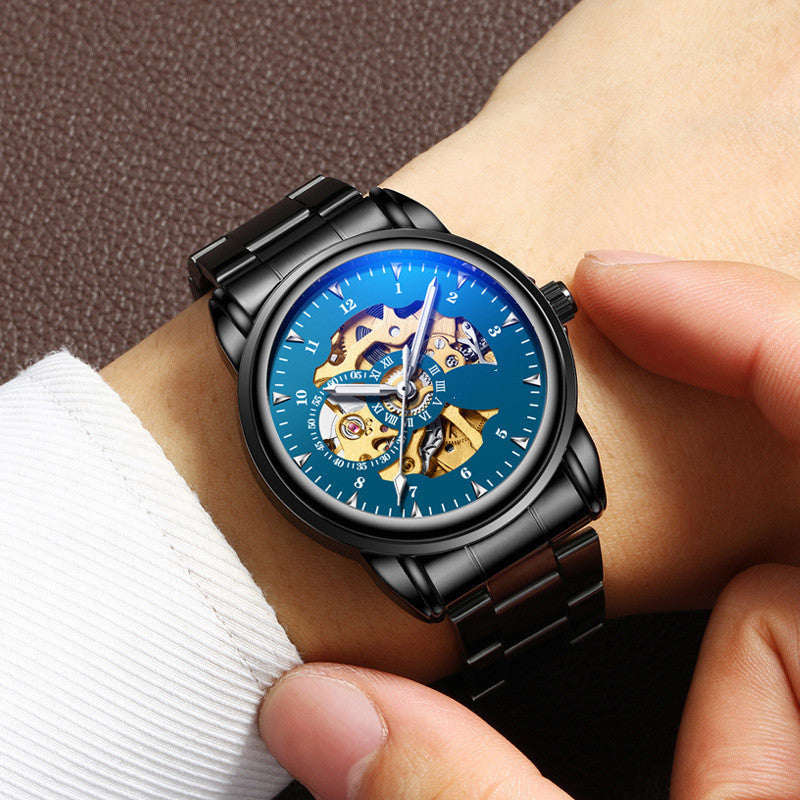 Men&#39;s Leather Waterproof Luminous Mechanical Watch