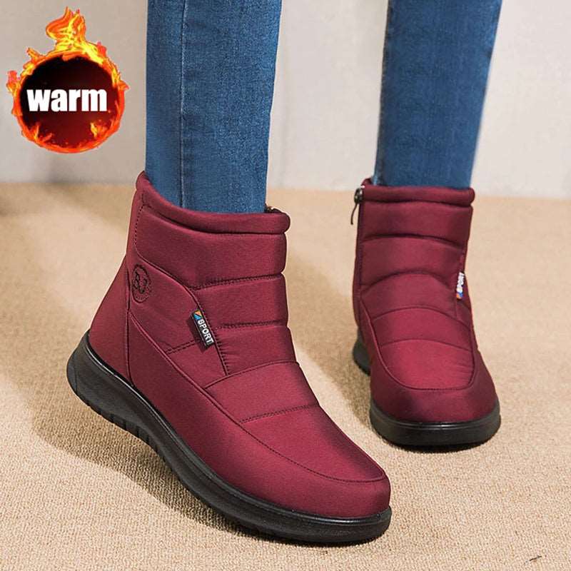 Ankle Boots For Women Non-slip Waterproof Snow Boots Flat Heels Warm Shoes AliFinds