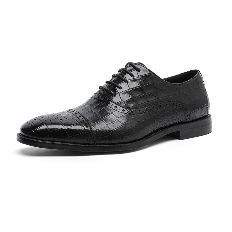 Business Formal Wear Embossed Carved Genuine Leather Oxford Shoes AliFinds