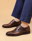 Business Formal Wear Embossed Carved Genuine Leather Oxford Shoes AliFinds