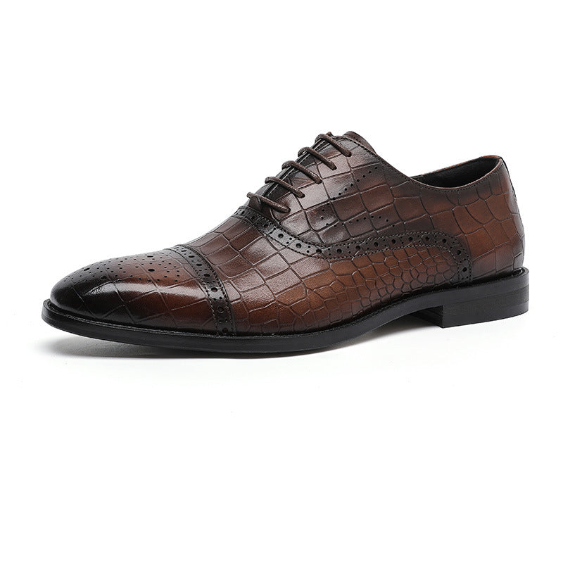 Business Formal Wear Embossed Carved Genuine Leather Oxford Shoes AliFinds