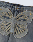 Butterfly Patch Decoration Jeans For Men AliFinds