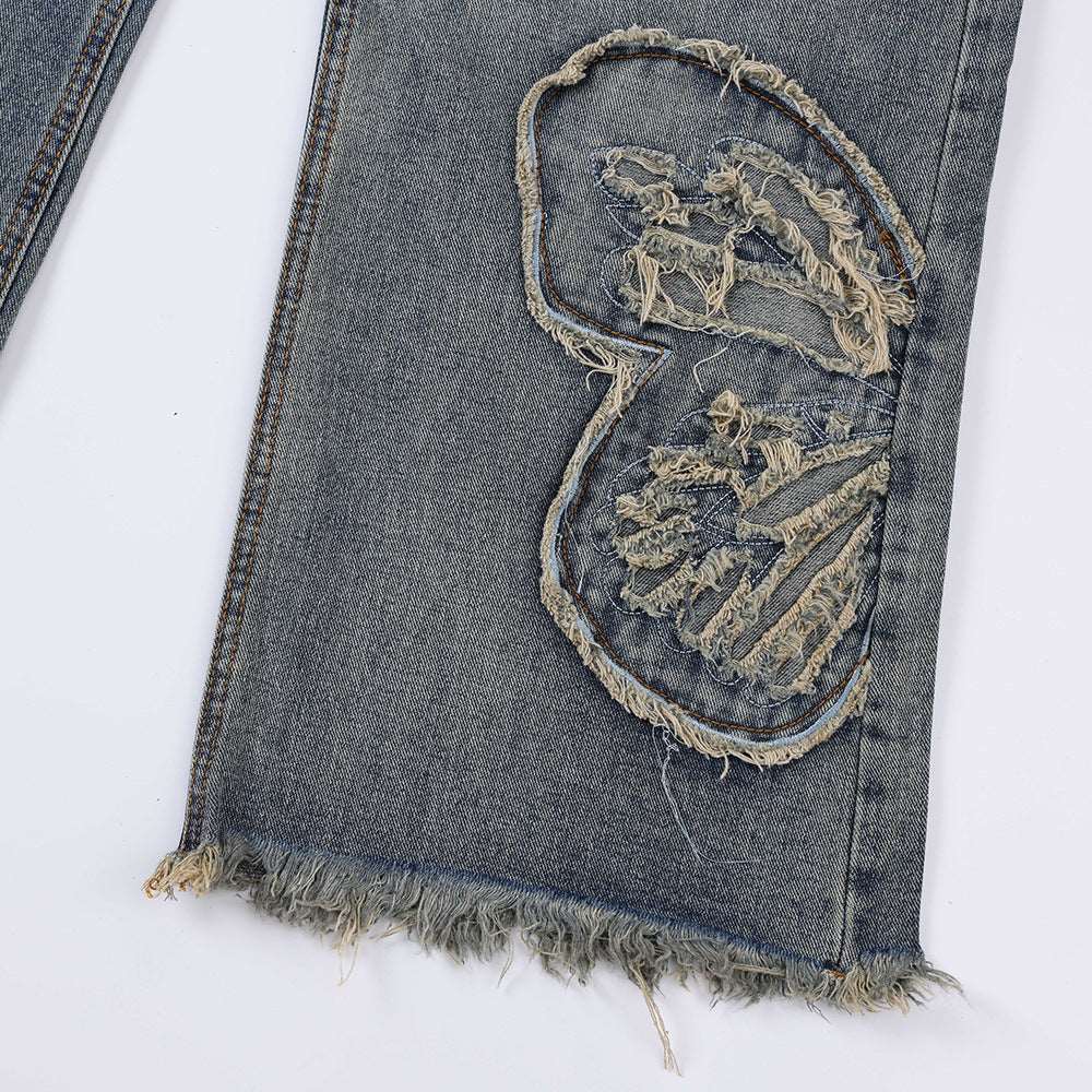 Butterfly Patch Decoration Jeans For Men AliFinds